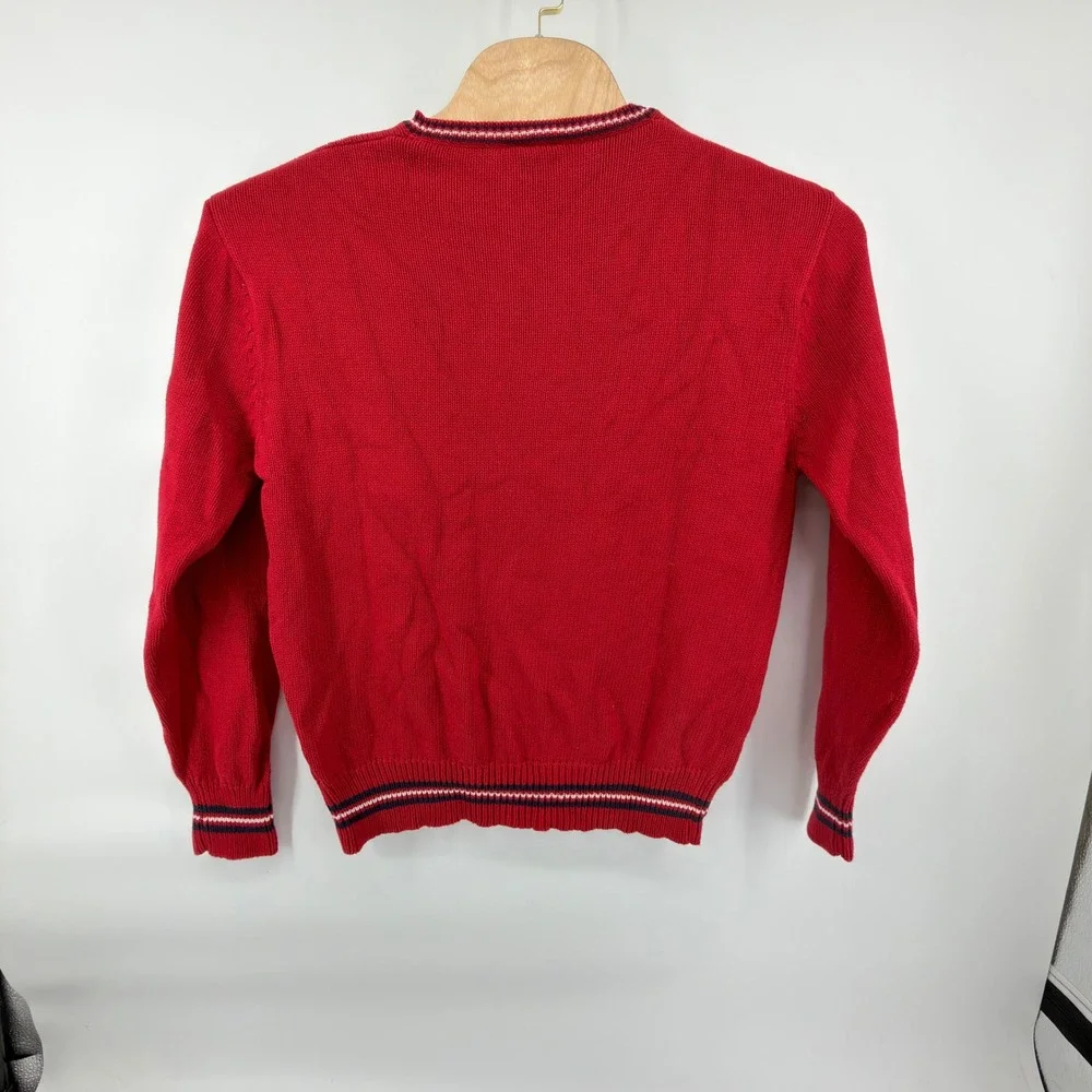 U.S. Polo Assn. Sweater Mens L Red Cotton Knit Crest Logo Crewneck Long Sleeve